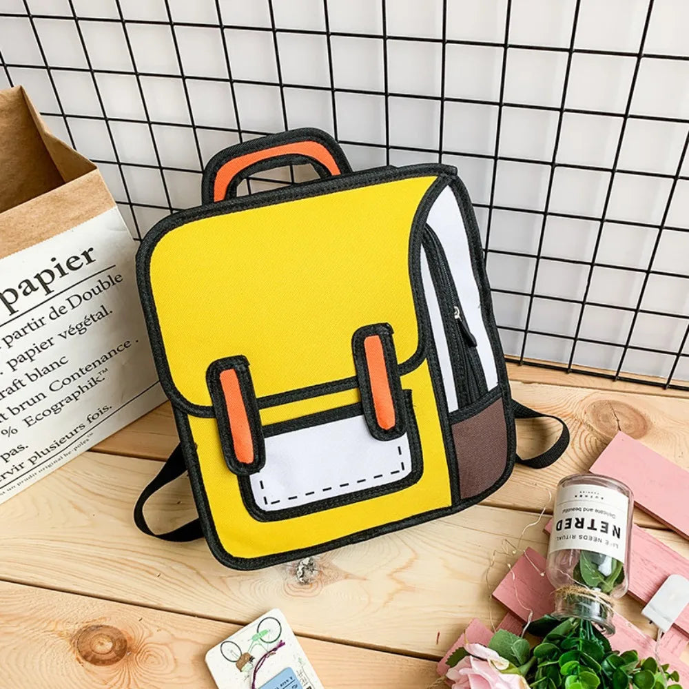 Trendy 2D Comic Print Student Schoolbag | Adjustable Large Capacity Backpack