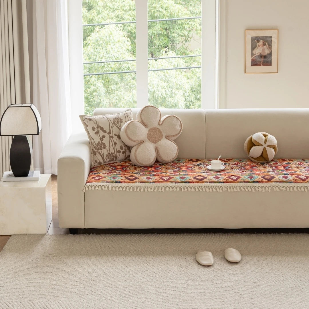 Boho Pattern Quilting Sofa Pad | Anti-Slip Multi-Use Cover