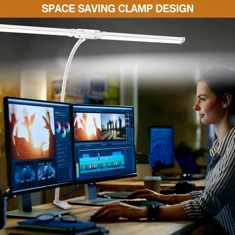Dimmable Double Head LED Clip Desk Lamp | Brighten Your Workspace