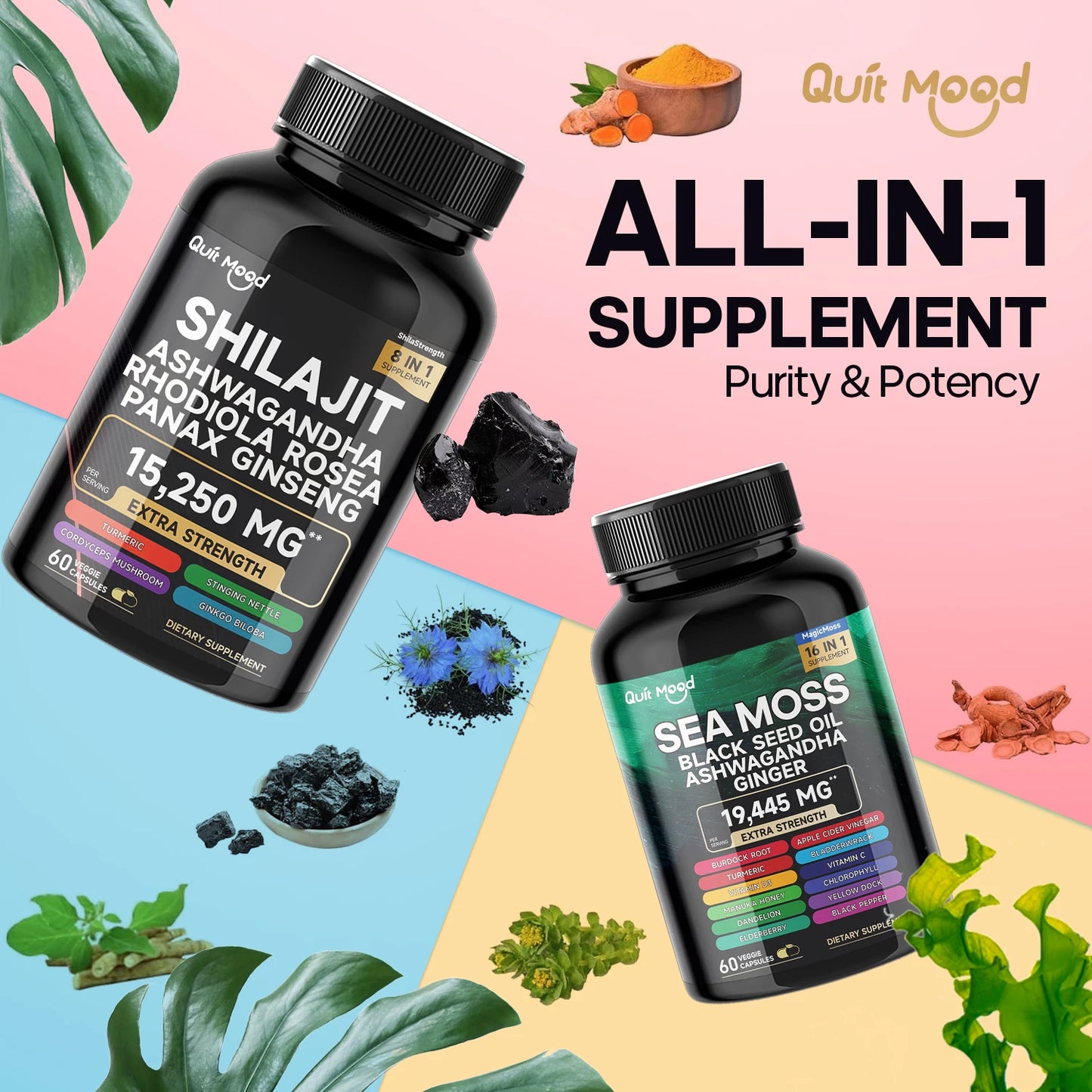 Energy-Boosting Sea Moss Shilajit Bundle with Black Seed Oil