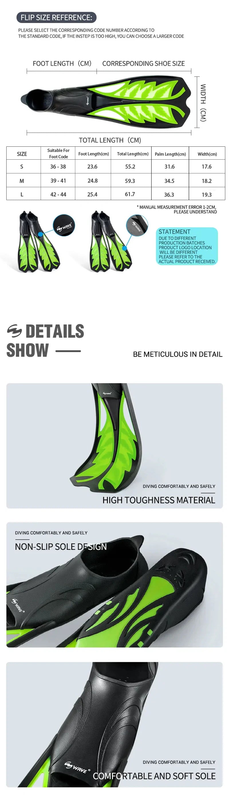 Foliated Adult Diving Flippers | Swim Fins for Snorkeling & Swimming
