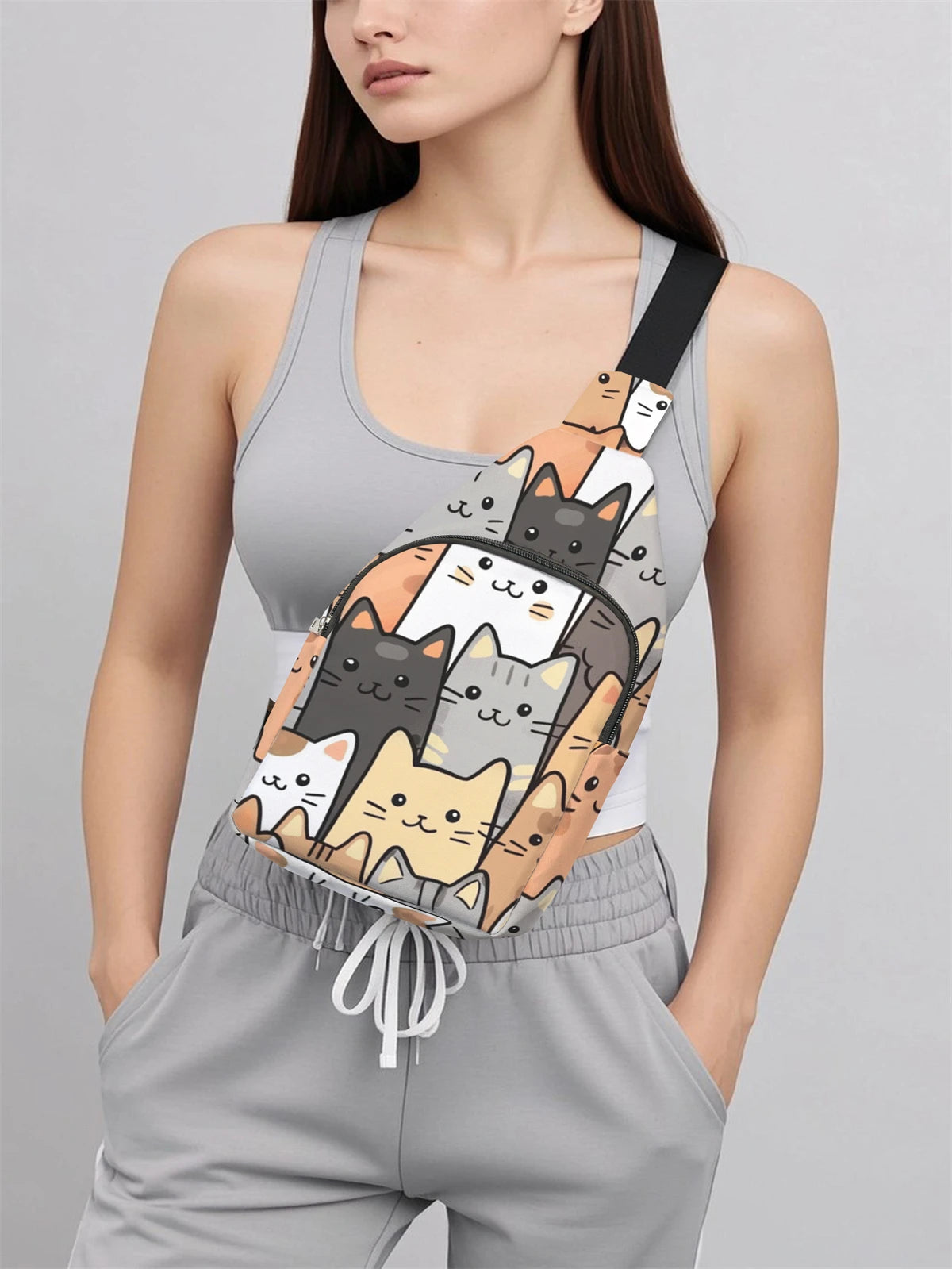 Multifunctional Cat Pattern Chest Bag | Lightweight Travel & School