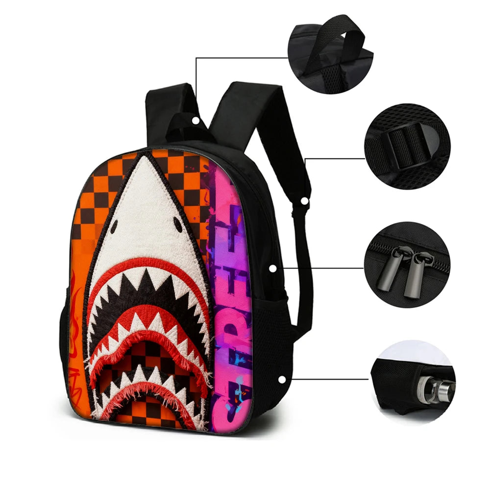 Trendy Shark Graphic Backpack Set | Perfect for School & Fun