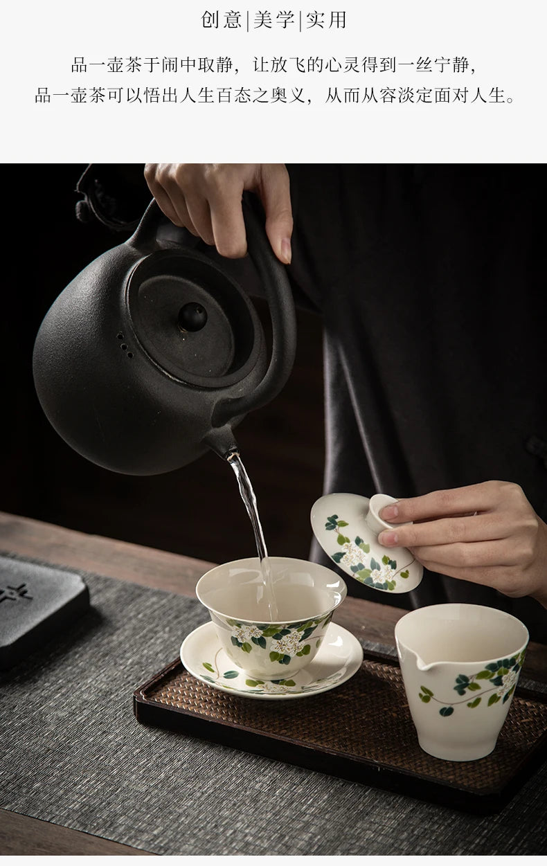 Elegante Gaiwan de Cerámica Gris | Juego de Té Kung Fu Perfecto