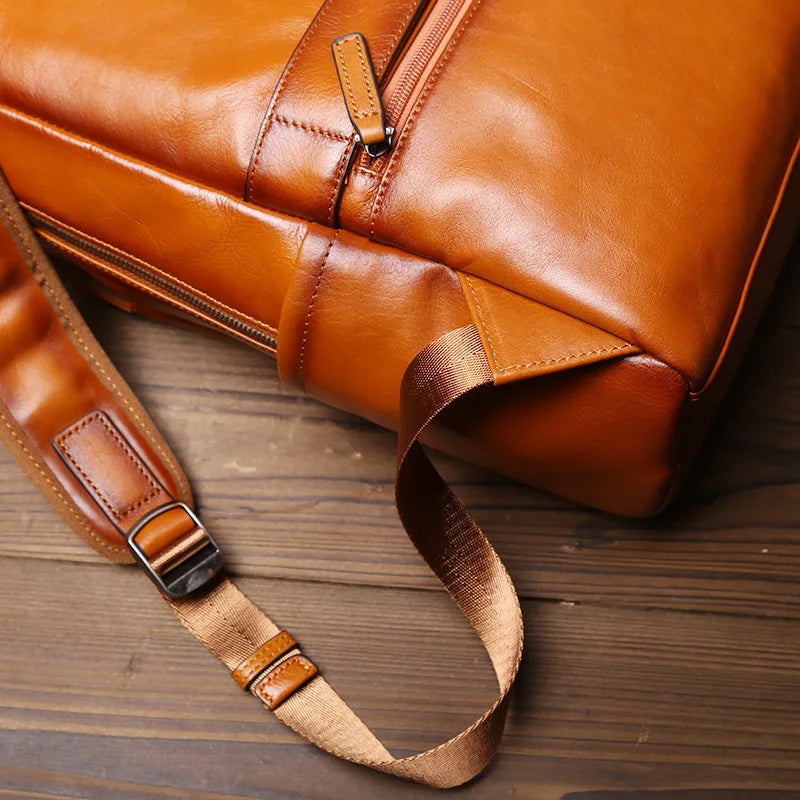 Vintage Leather Backpack | Large Capacity Casual Computer Bag