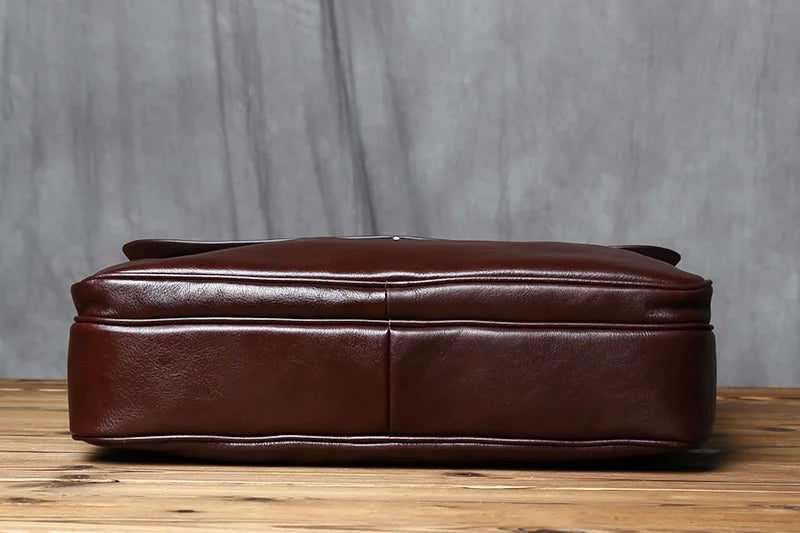Maletín de cuero genuino vintage para hombre | Bolso para portátil de gran capacidad