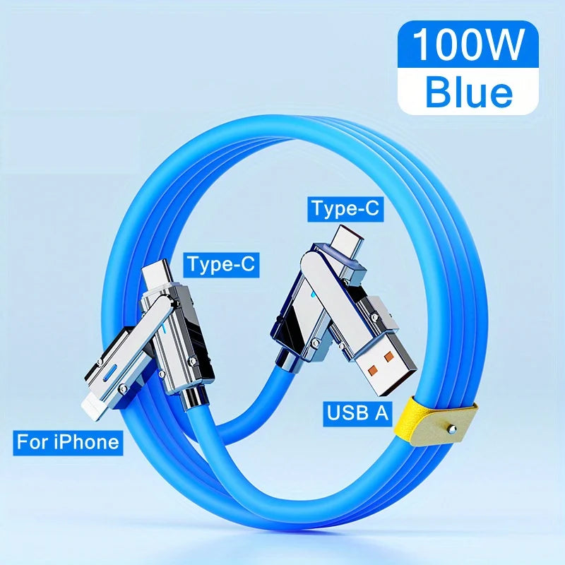 4 In 1 USB Fast Charging Cable | 100W Compatibility for All Devices