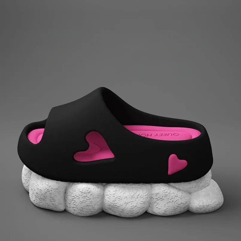 Women's Heart Platform Cloud Slippers | Soft Indoor & Outdoor Sandals