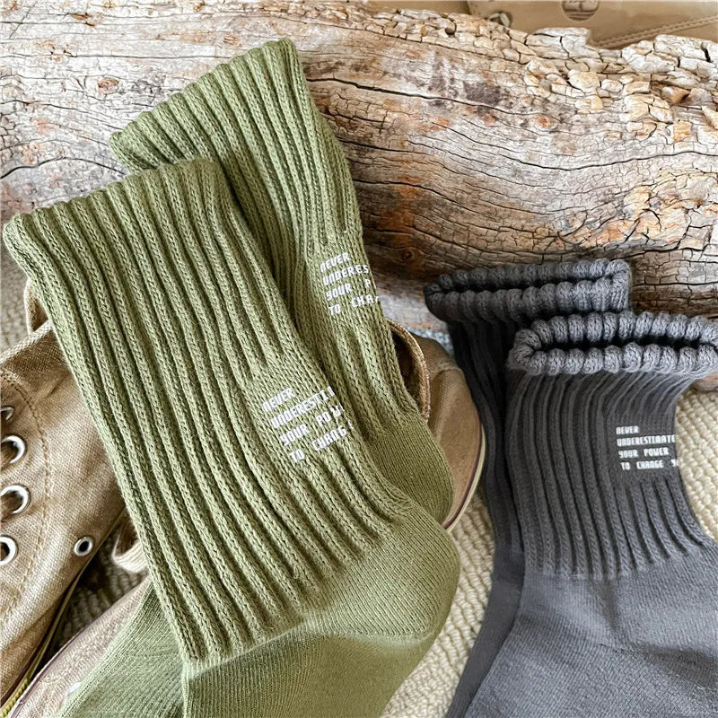 Men's Vintage Letter Medium Tube Socks | Thick Sports Comfort