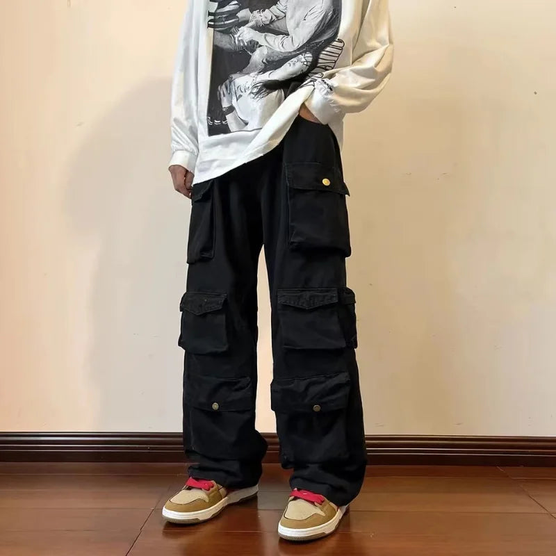 Men's Vintage Loose Wide Leg Cargo Pants | Stylish Streetwear