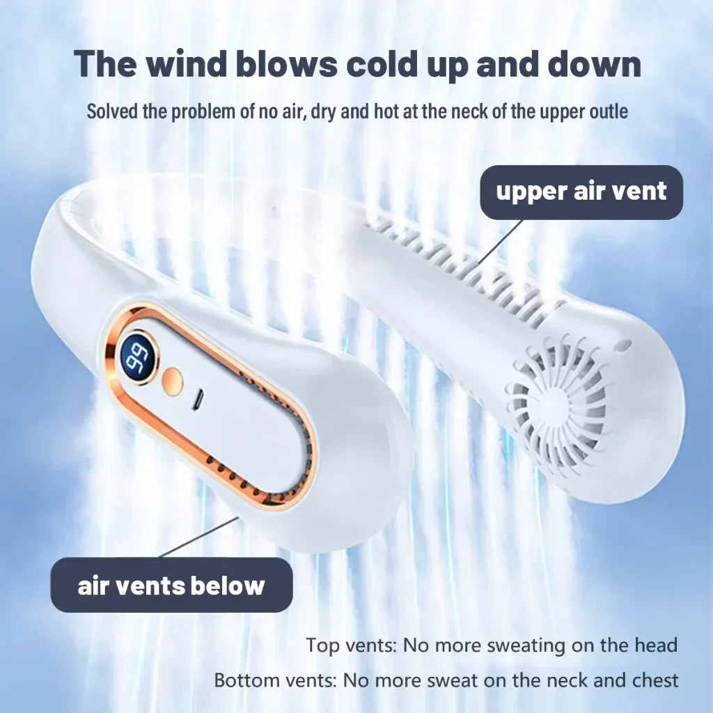 Portable Bladeless Fan | Ultra Quiet USB Charging Neck Fan