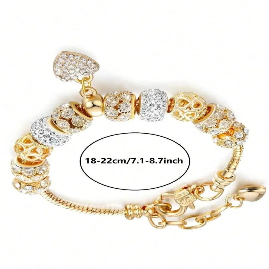 Beautiful Heart Flower Glass Pendant Charm Bracelet for Women