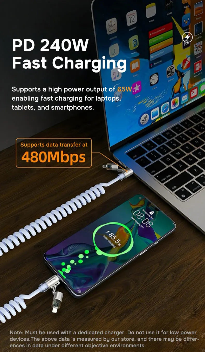 240W 4 in 1 USB Charger Cable | Fast and Versatile Charging