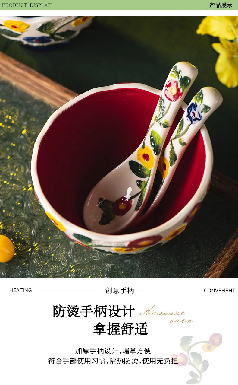 Cucharas de cerámica de estilo japonés para sopa | Elegante vajilla de cocina