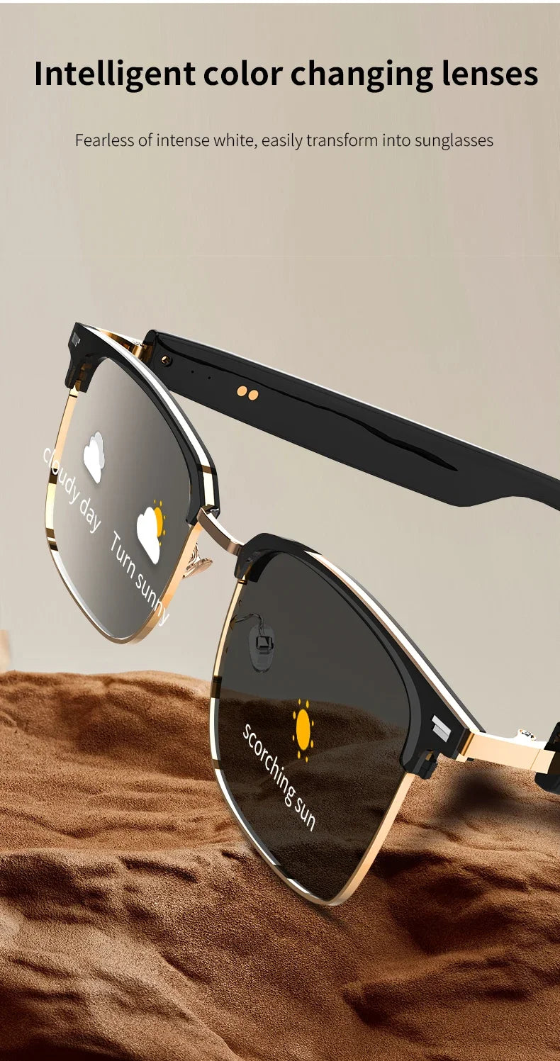Smart Glasses with Color-Changing Lenses & Bluetooth Audio