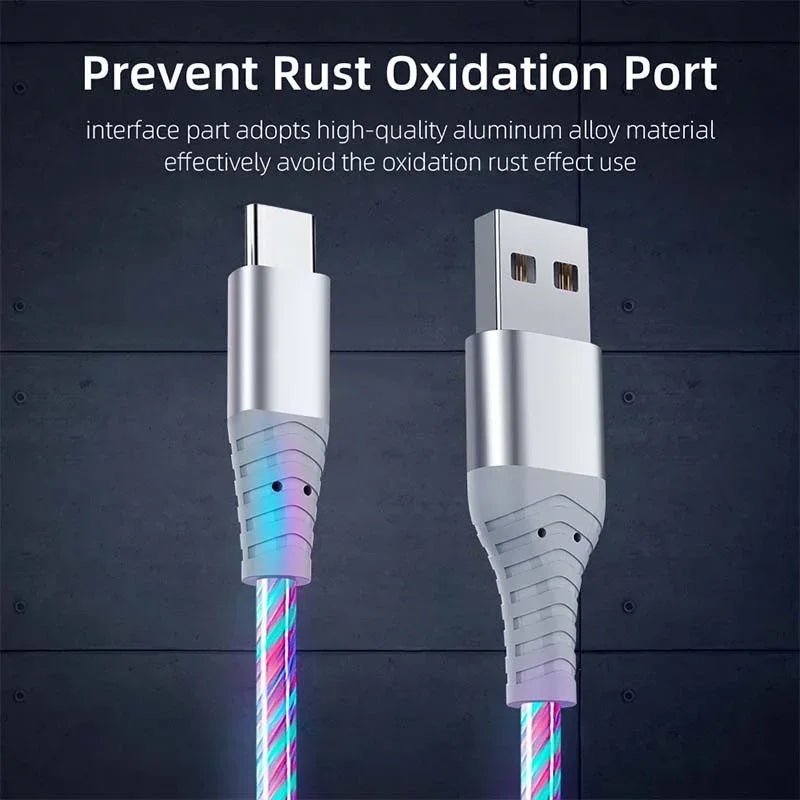 Glowing LED Fast Charging Data Cord | Type C & Micro USB Cable