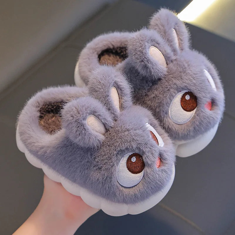 Children's Winter Cotton Slippers | Warm Rabbit Ear Indoor Shoes