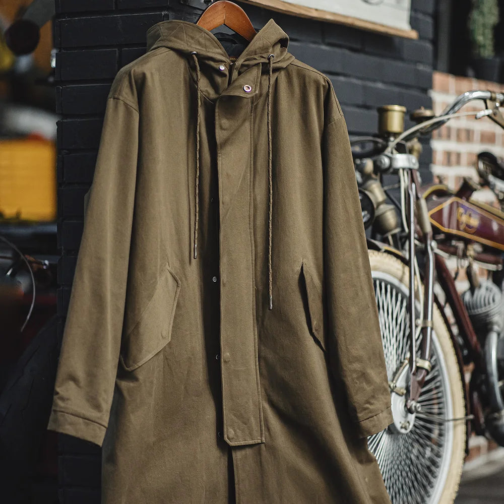 Men's Retro Hooded Windbreaker | Versatile Mid-Length Jacket