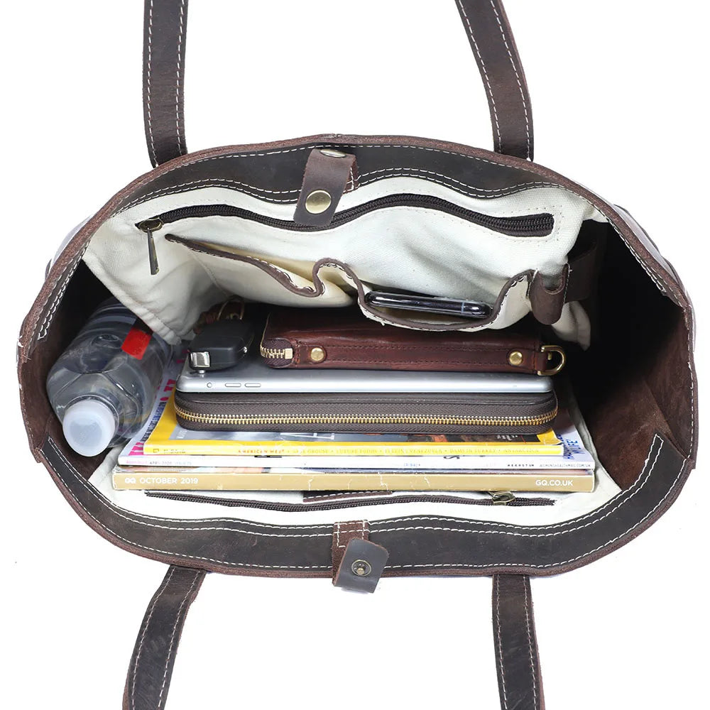 Genuine Leather Tote Bag | Versatile Shoulder Bag for Men & Women