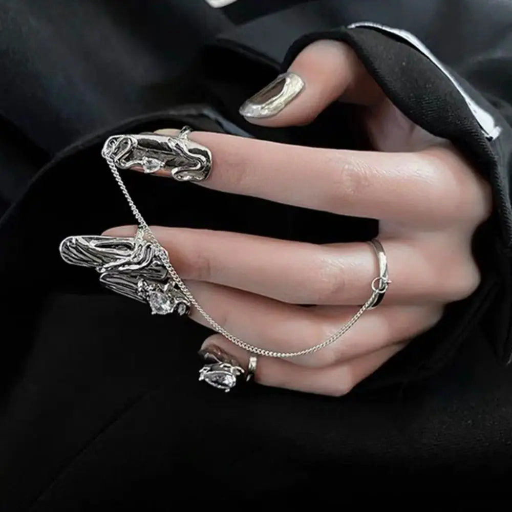 Korean Style Irregular Metal Fingertip Ring Set for Women
