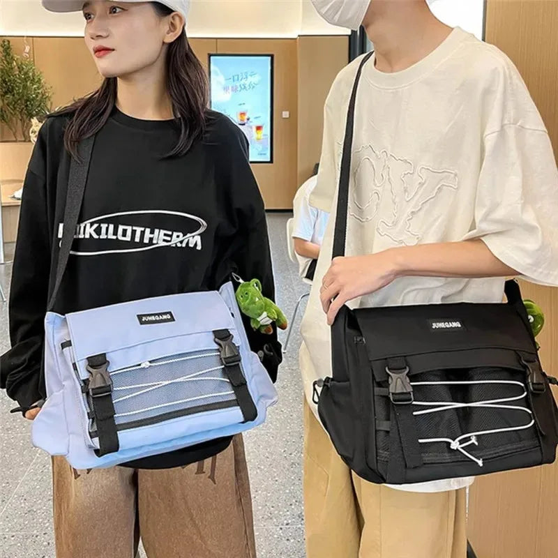 Bolso cruzado de nailon elegante para adolescentes | Bandolera multibolsillos