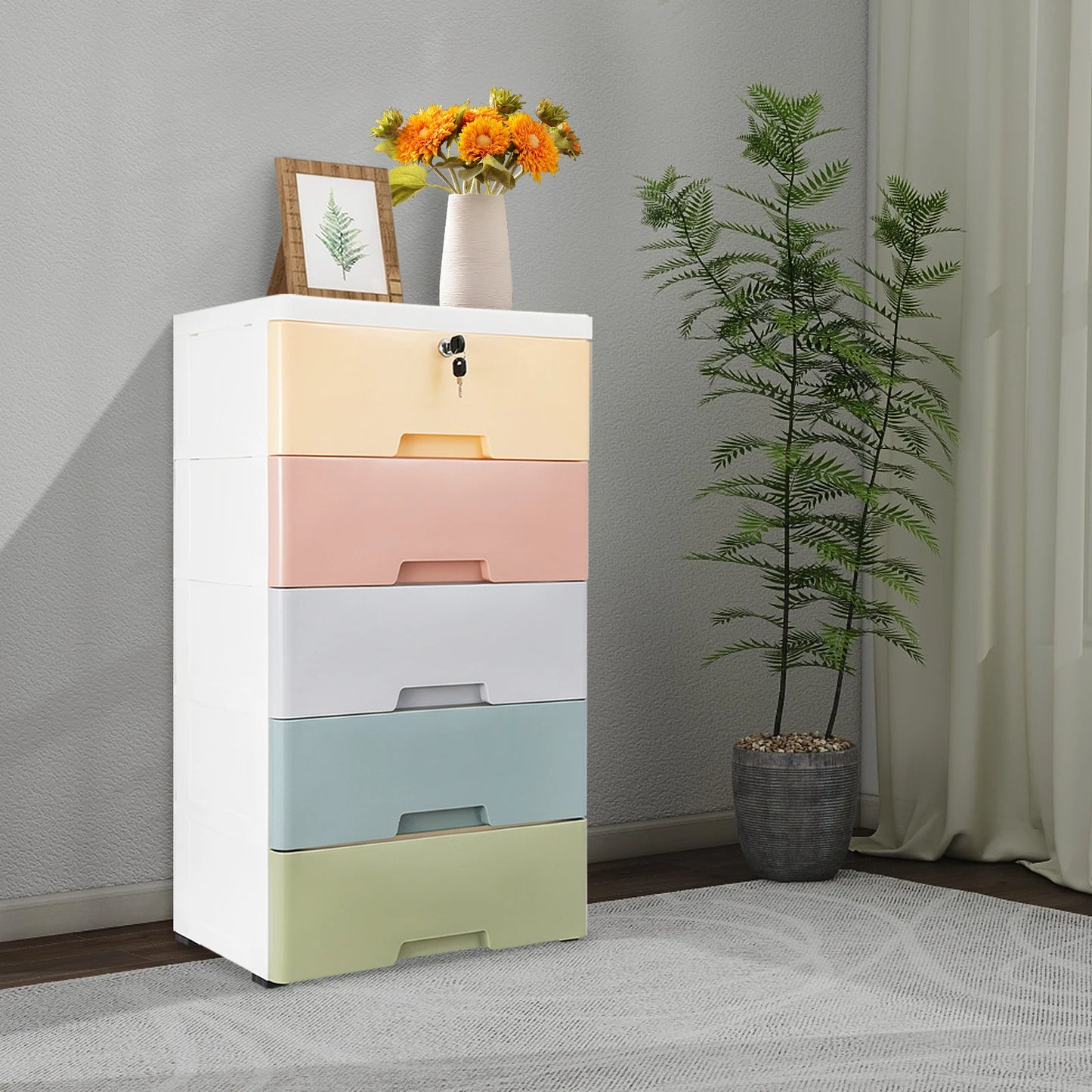 5-Drawer Plastic Storage Cabinet | Large Capacity Organization