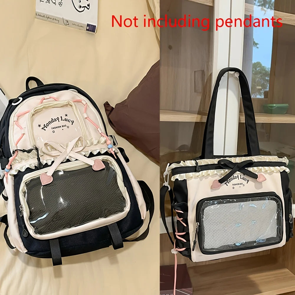 Cute Lightweight Women's Two-Piece Backpack Set for School