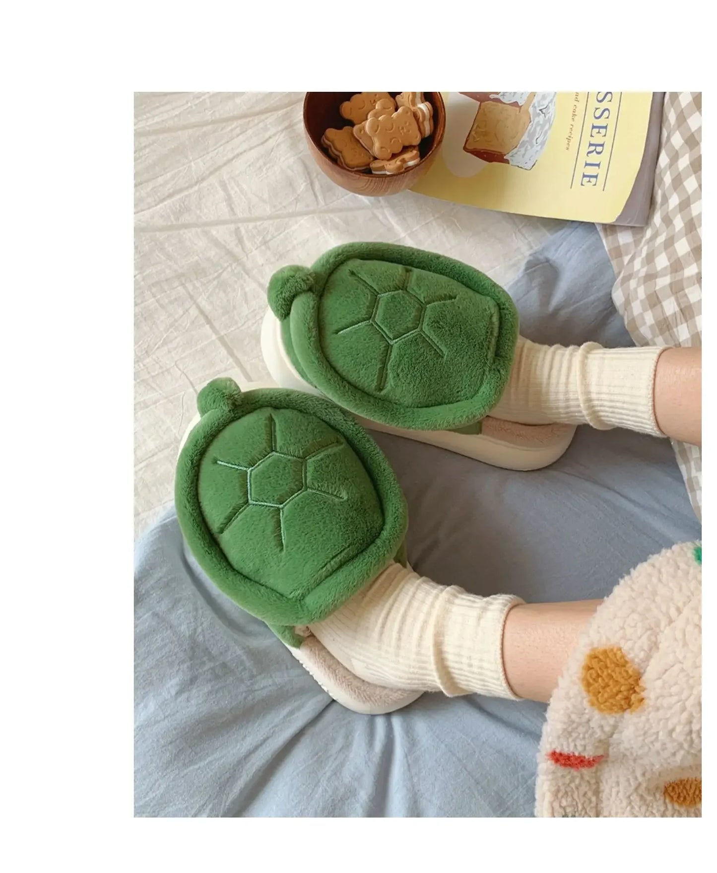 Cute Turtle Plush Slippers | Soft Warm Indoor Winter Footwear