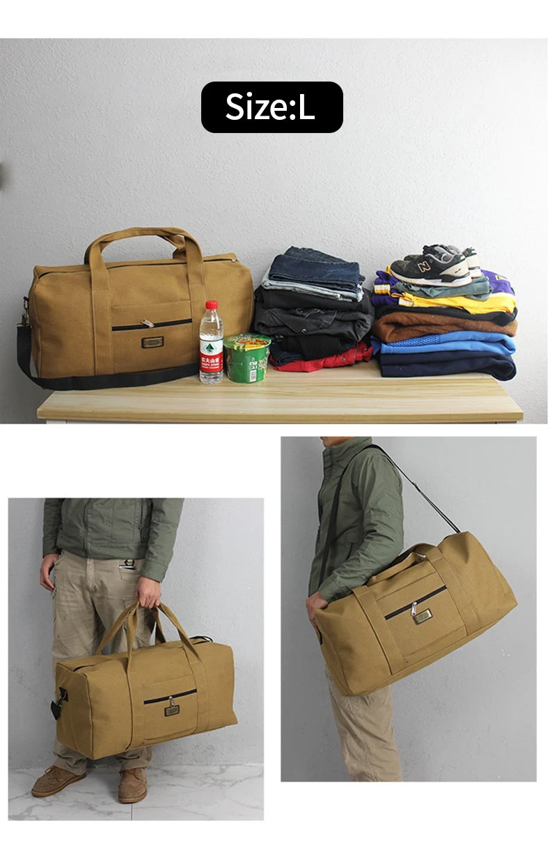 Unisex Soft Canvas Travel Duffle Bag | Large Capacity Tote