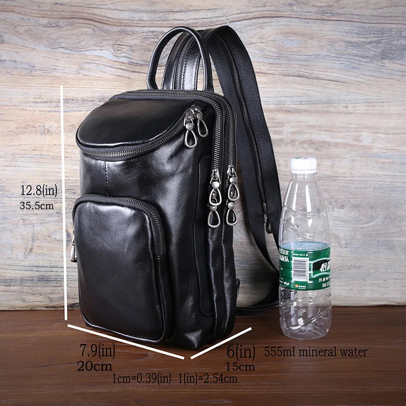 Bandolera de cuero casual para hombre | Mochila elegante para el día a día