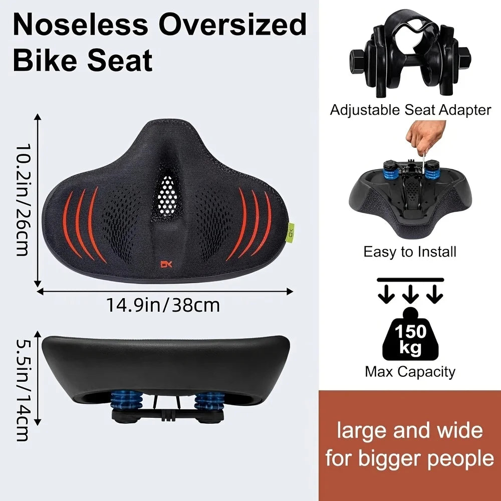Oversized Comfortable Bike Seat for Men & Women | Extra Wide Cushion