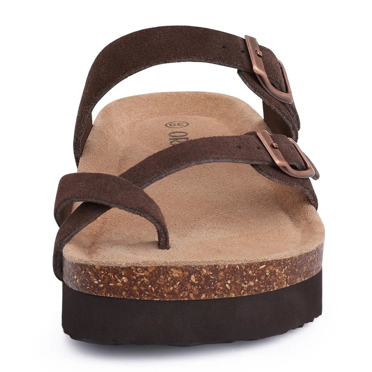 Women's Suede Sandals | Adjustable Buckle Cork Platform Footwear