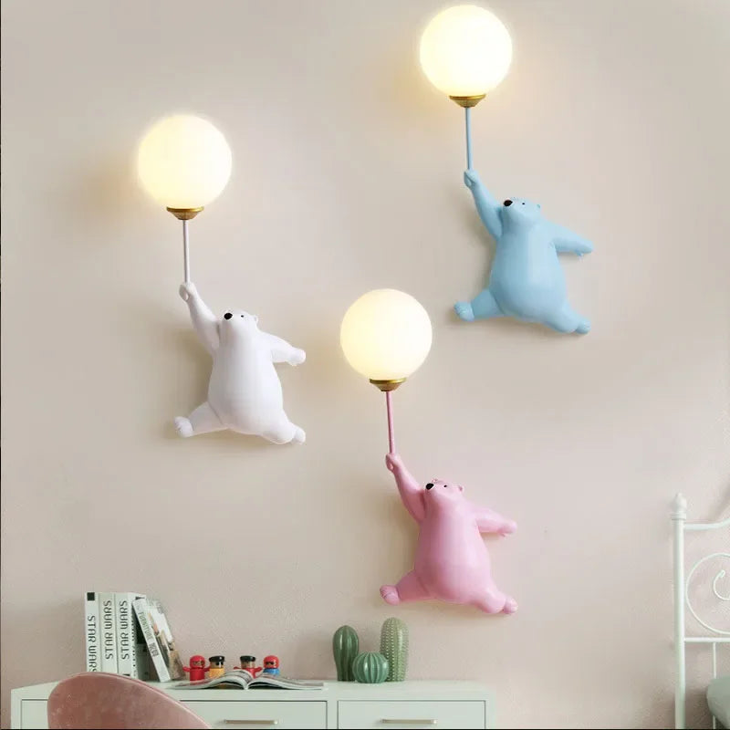 Cartoon Polar Bear LED Sconce Light | Fun Bedroom Decor