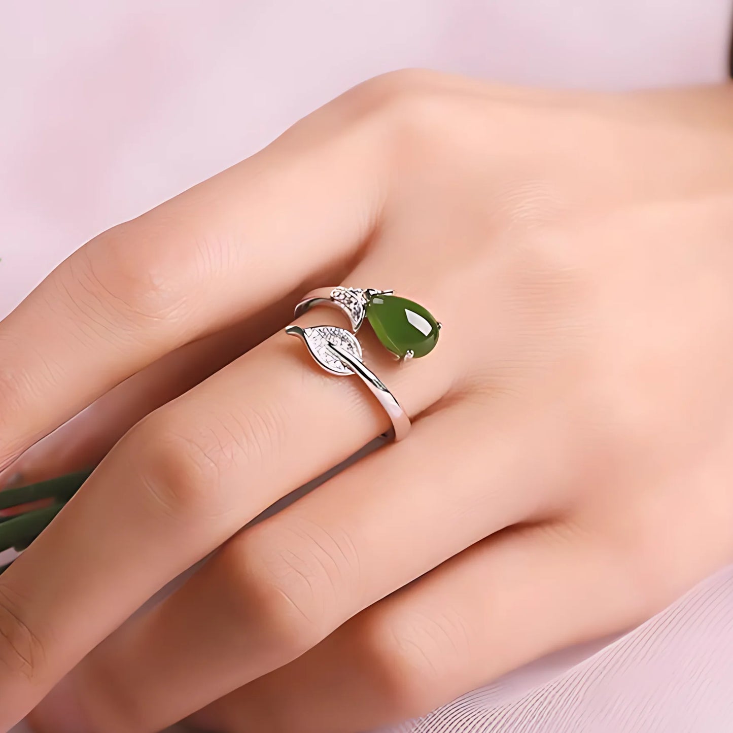 Adjustable Geometric Jade Ring for Women | Vintage Jewelry Gift