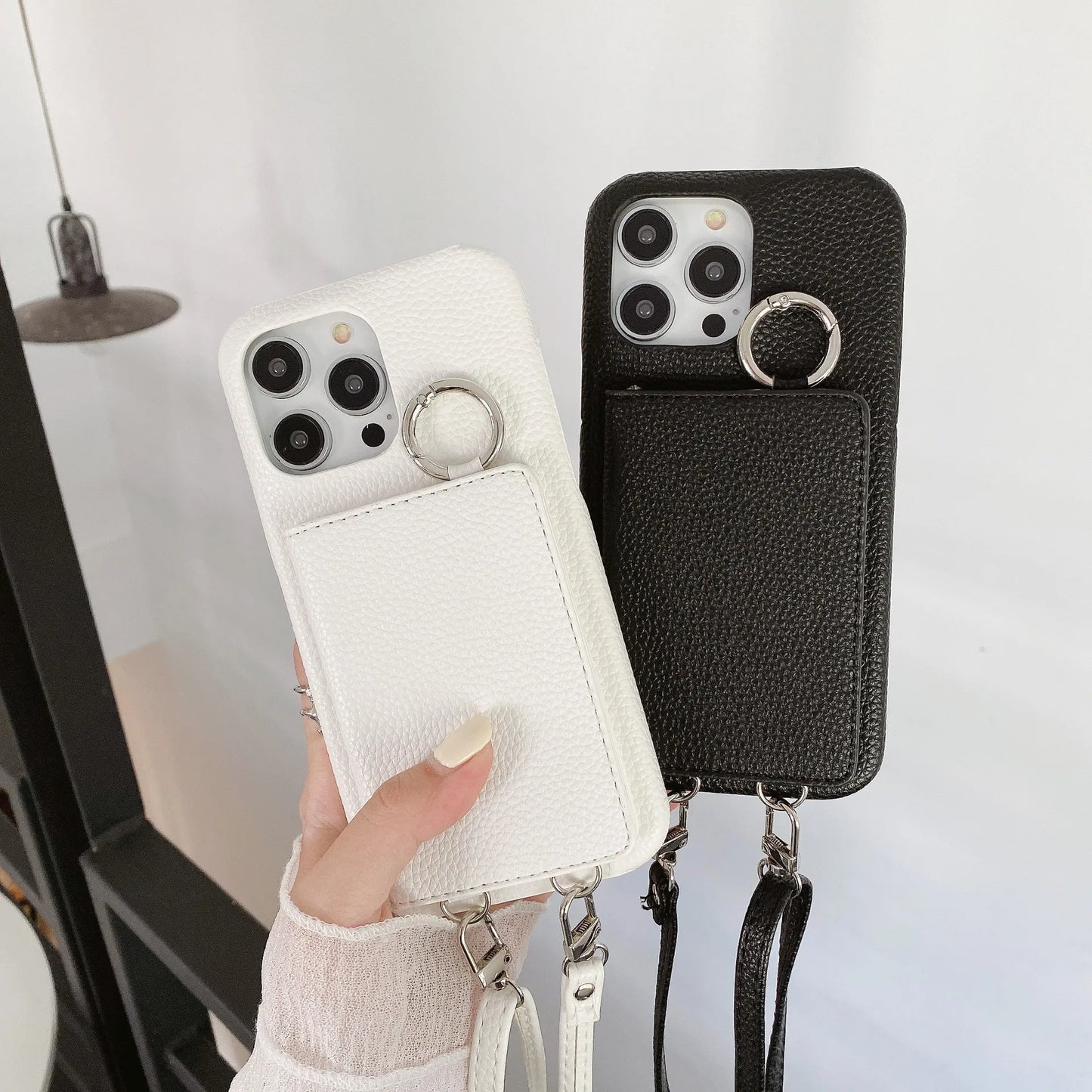 Elegant Ring Holder Mirror Card Slot Case for iPhone