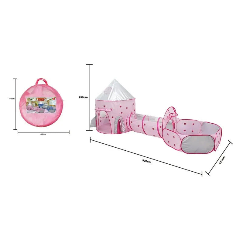 3 in 1 Kids Tent House with Tunnel & Ball Pool | Portable Play Toy