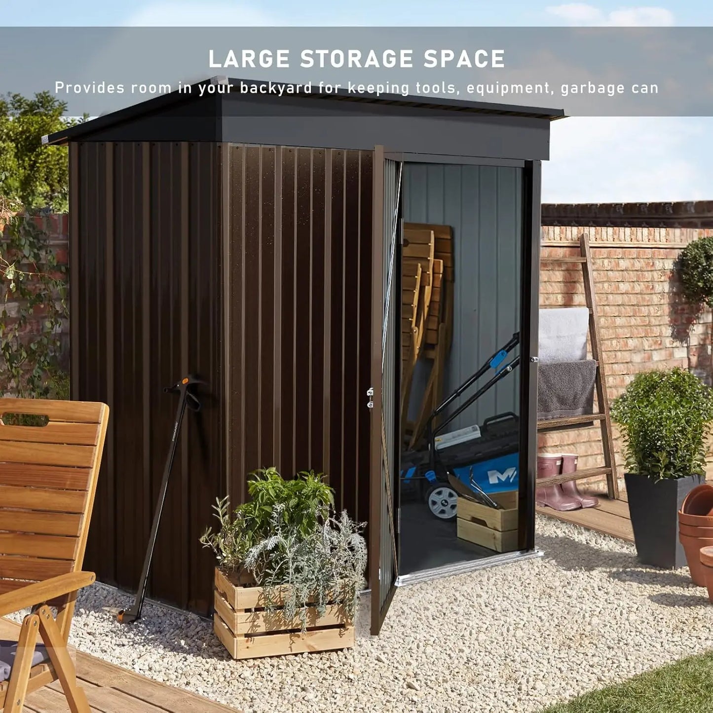 5x3 FT Outdoor Storage Shed with Lockable Door & Waterproof Design