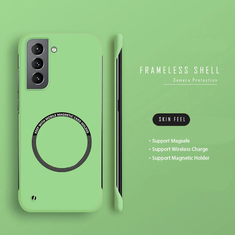 Slim Frameless Phone Case For Samsung S26 S25 Edge S24 S23 FE S22 Plus NOTE 20 Ultra Magsafe Magnetic Matte Cover