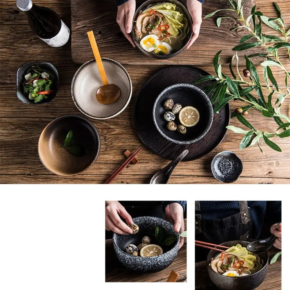 Cuenco de cerámica multifuncional estilo japonés para ramen | Cena elegante