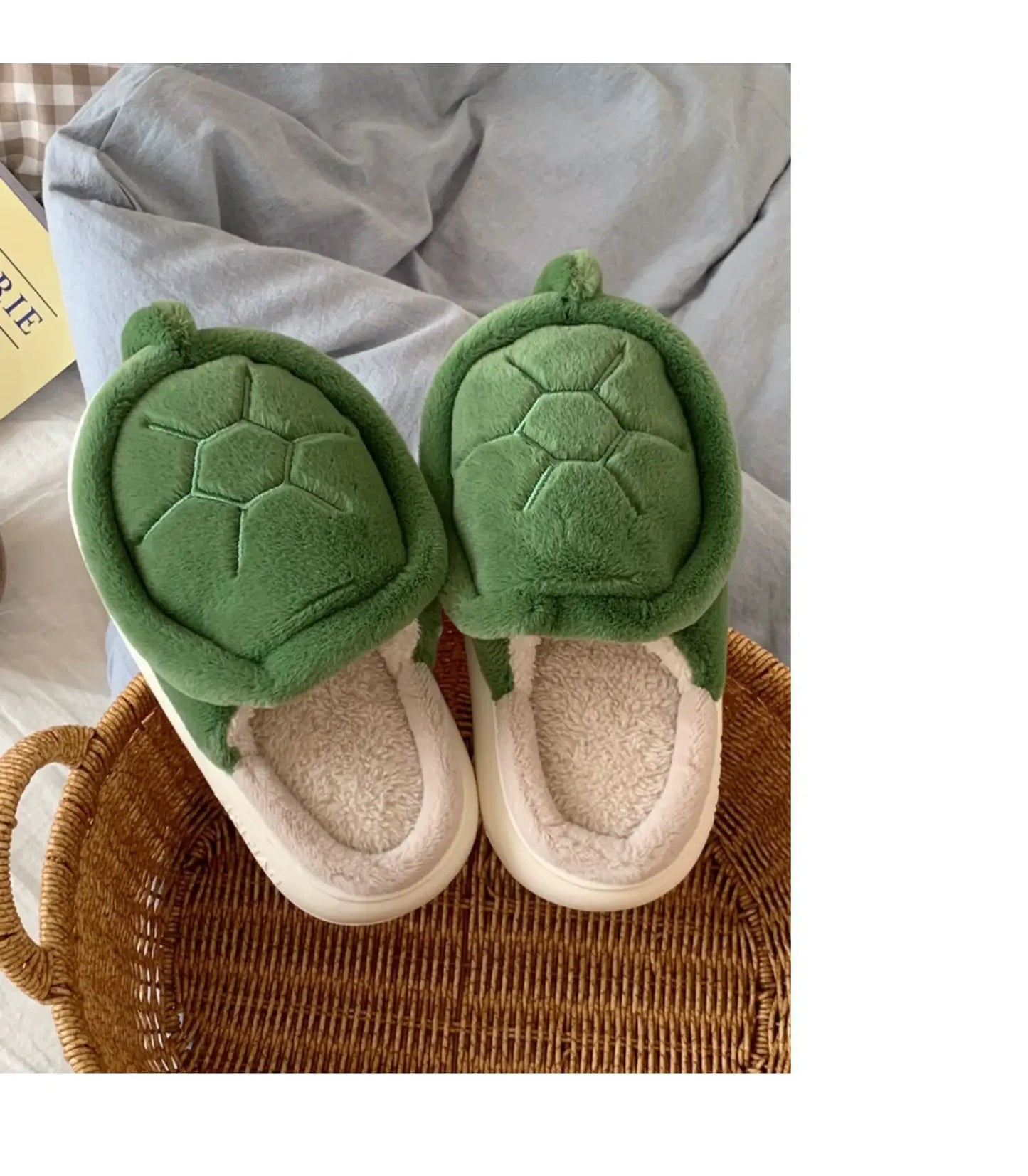 Cute Turtle Plush Slippers | Soft Warm Indoor Winter Footwear