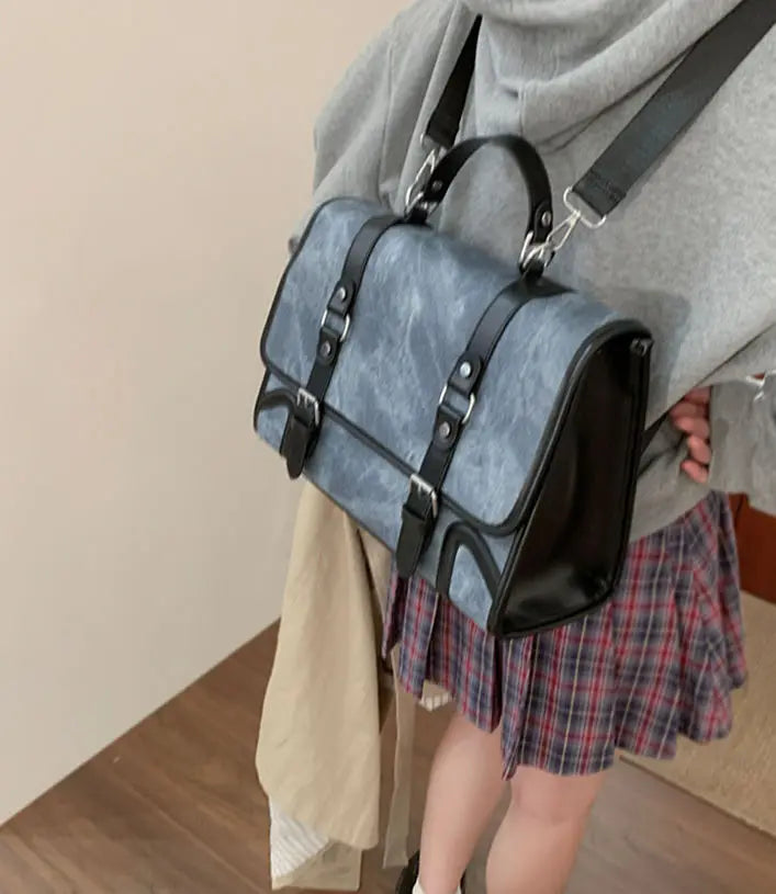 Chic Women's Preppy Backpack | Trendy Leather Handle Schoolbag
