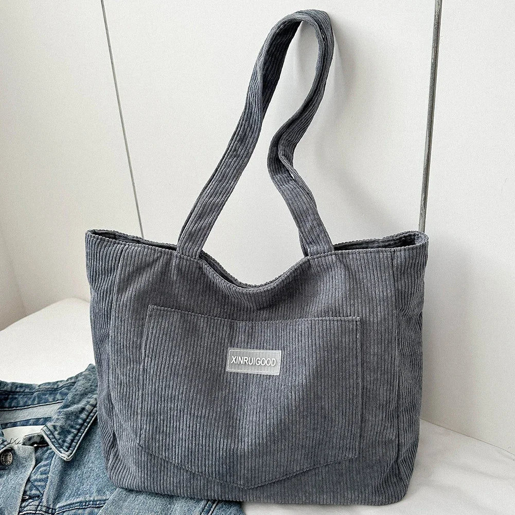 Stylish Waterproof Corduroy Tote Bag for Women | Large Capacity