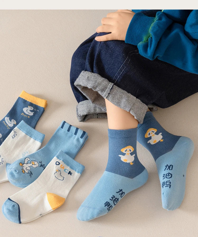 Kids Cartoon Duck Mid Tube Socks | Soft & Fun Socks for Boys