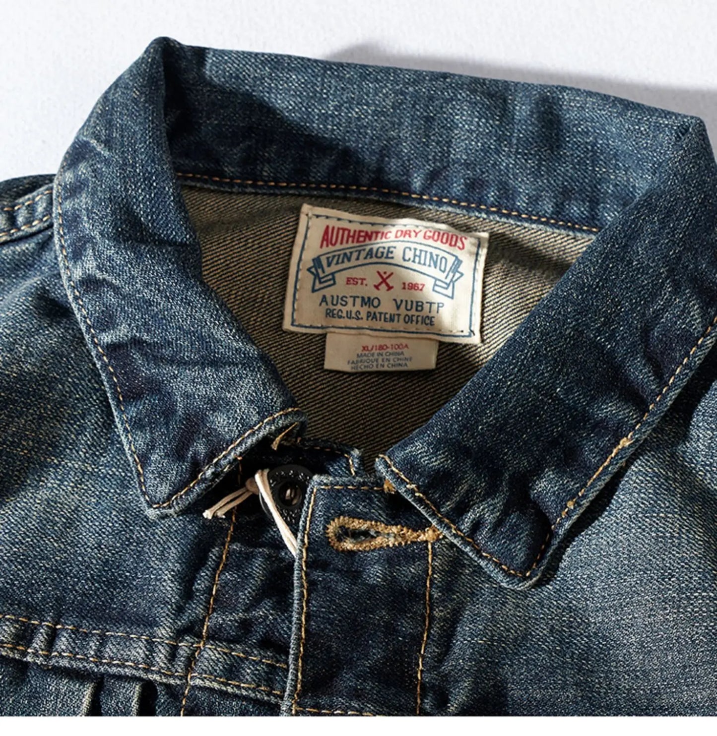 Men's Retro Patchwork Denim Jacket | Casual Heavyweight Outerwear
