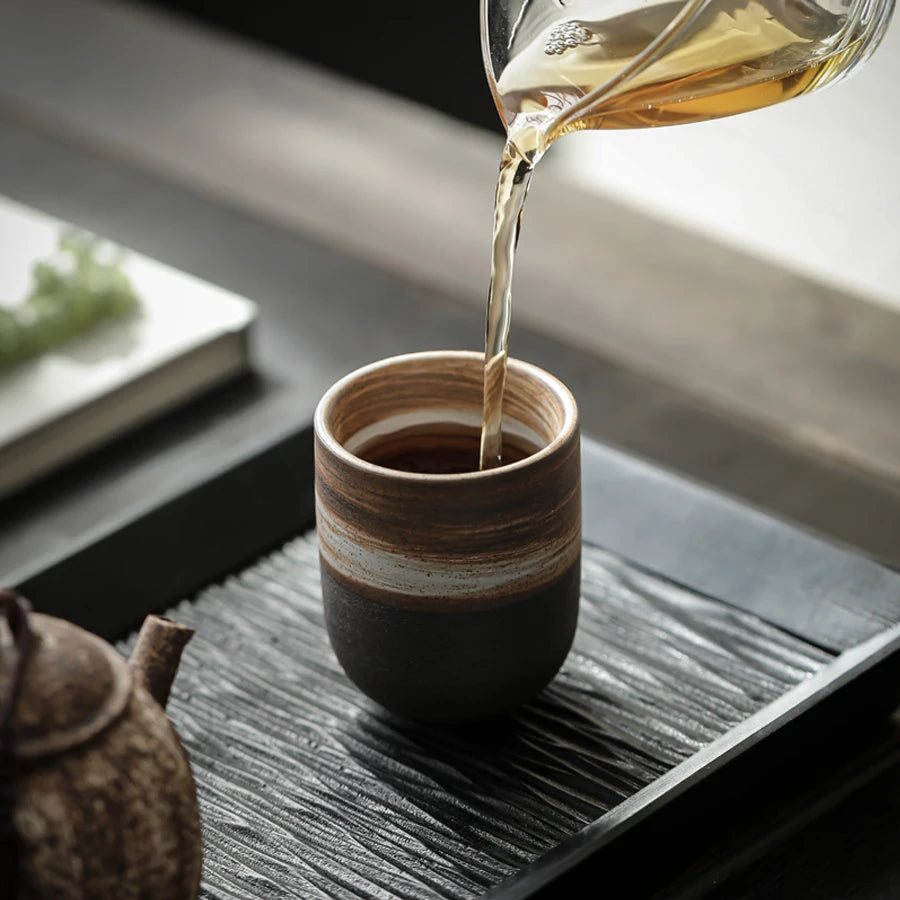Tazas de té de cerámica vintage | Vajilla de gres ecológica