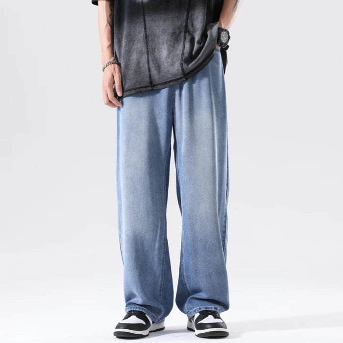 Men's Wide Leg Jeans | Breathable Loose Straight Leg Denim Pants