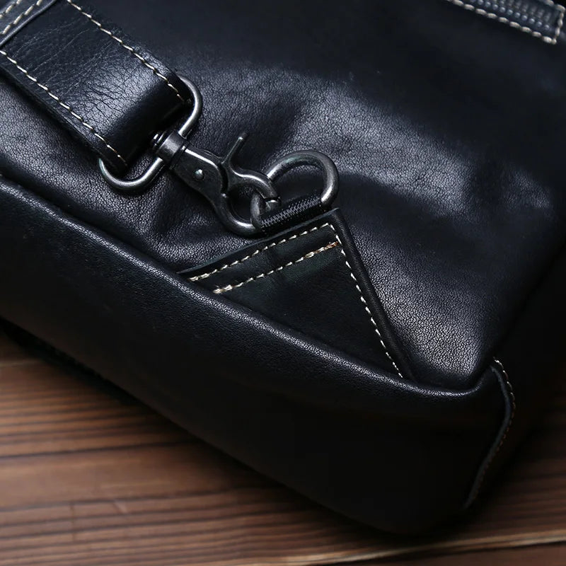 Bolso de pecho de cuero hecho a mano elegante para hombre | Bandolera espaciosa