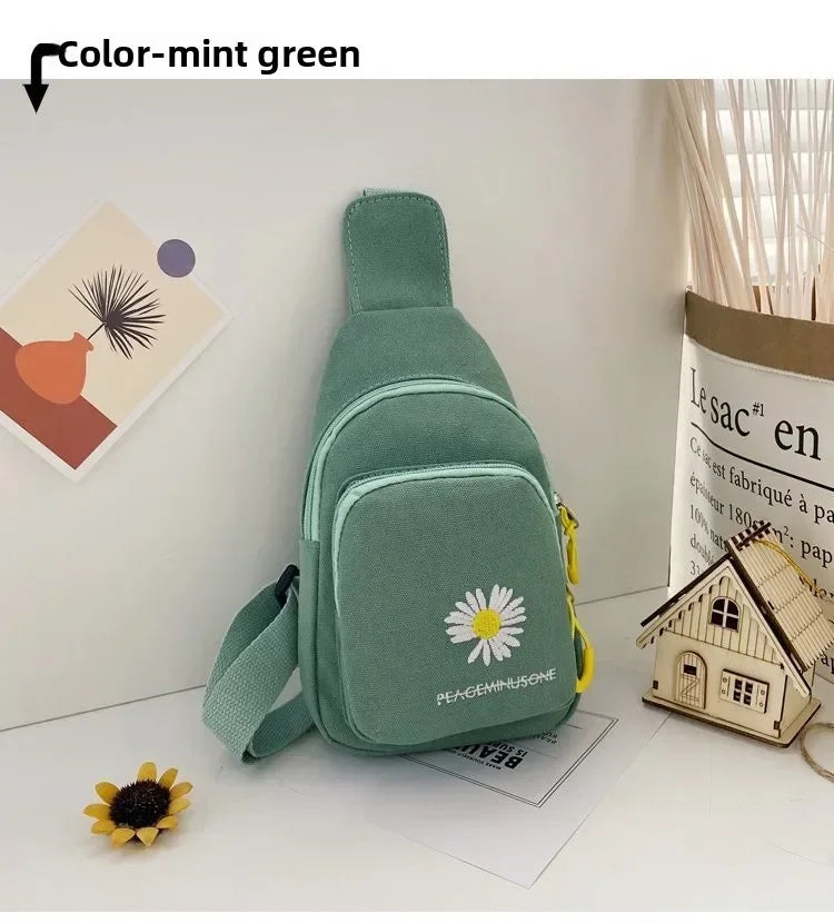 Stylish Embroidered Canvas Chest Bag | Women’s Daily Crossbody Bag