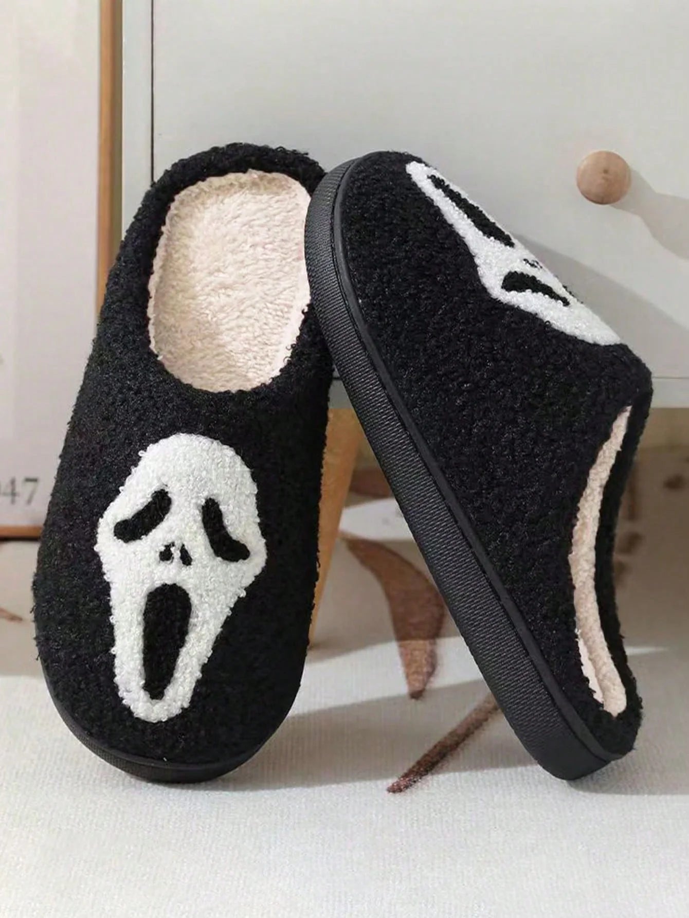 Halloween Skeleton Cartoon Winter Slippers | Cozy Indoor Shoes