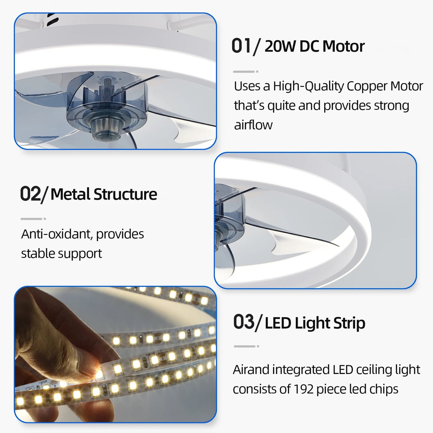 Smart Ceiling Fan with Light | Modern Silent Electric Fan